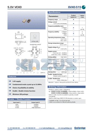GVXO-515/SB datasheet - 5.0V VCXO