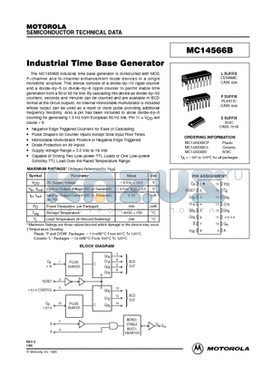 MC14566B datasheet - Industrial Time Base Generator