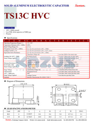 TS13CB datasheet - SOLID ALUMINUM ELECTROLYTIC CAPACITOR