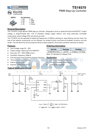 TS19375 datasheet - PWM Step-Up Controller Oscillation frequency: 500kHz