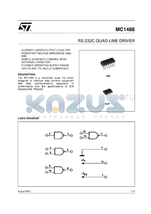 MC1488D1 datasheet - RS-232C QUAD LINE DRIVER