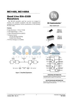 MC1489DG datasheet - Quad Line EIA−232D Receivers