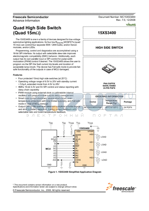 MC15XS3400CPNA datasheet - Quad High Side Switch (Quad 15mY)