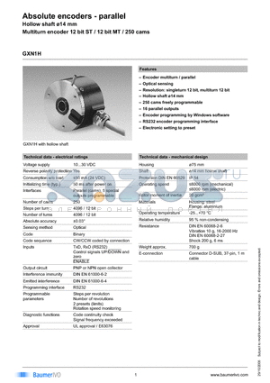 GXN1H.2104101 datasheet - Absolute encoders - parallel