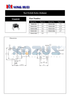 TS6601H datasheet - Tact Switch Series (6x6mm)