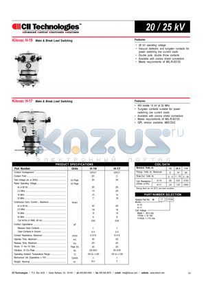 H-17/115VDC datasheet - Make & Break Load Switching