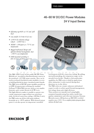 PKG2410PI datasheet - 46-60 W DC/DC Power Modules 24 V Input Series