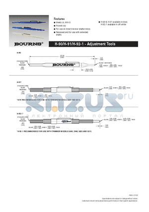 H-92-1 datasheet - Adjustment Tools