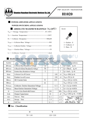 H1020 datasheet - PNP SILICON TRANSISTOR