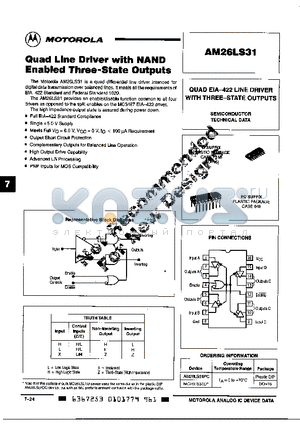 MC26LS31 datasheet - Quad Line Driver with NAND Enabled Three-State Outputs