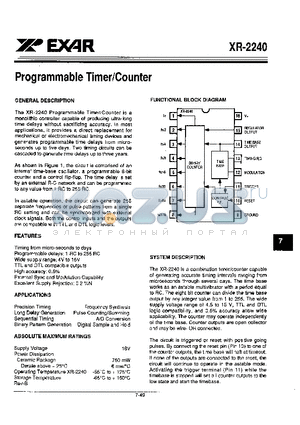 XR-1488P datasheet - PROGRAMMABLE TIMER / COUNTER