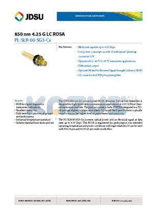 PL-SLR-00-SG3-CX datasheet - 850 nm 4.25 G LC ROSA