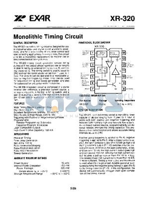 XR-320 datasheet - Monolithic Timing Circuit