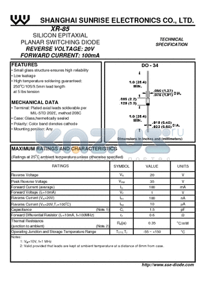 XR-85 datasheet - SILICON EPITAXIAL PLANAR SWITCHING DIODE