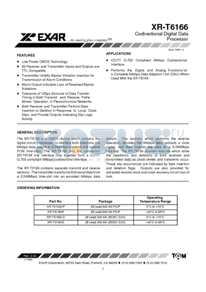 XR-T6166 datasheet - Codirectional Digital Data Processor