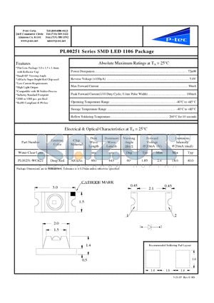 PL00251-WCR21 datasheet - SMD LED 1106 Package