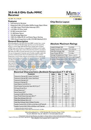 XR1004 datasheet - 30.0-46.0 GHz GaAs MMIC Receiver