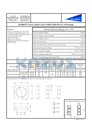 PL0055T-WCRGB datasheet - Full Color SMD LED PLCC-6 Package