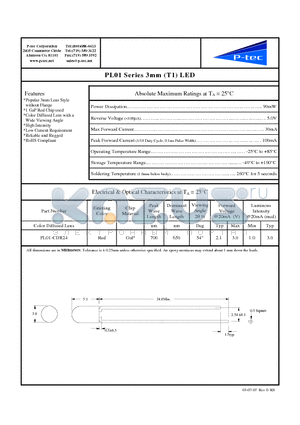 PL01-CDR24 datasheet - 3mm (T1) LED