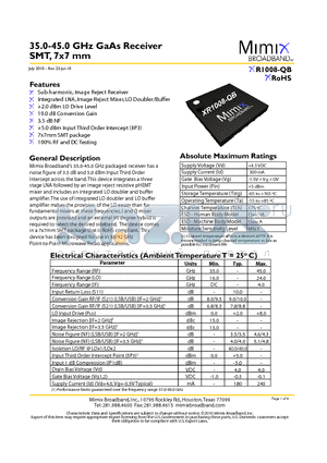 XR1008-QB datasheet - 35.0-45.0 GHz GaAs Receiver
