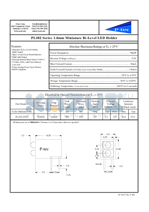 PL102-2Y01 datasheet - 1.8mm Miniature Bi-Level LED Holder