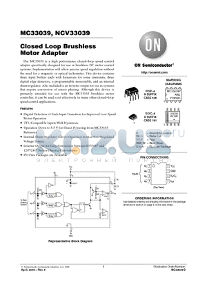 MC33039DR2G datasheet - Closed Loop Brushless Motor Adapter