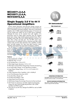 MC33074ADG datasheet - Single Supply 3.0 V to 44 V Operational Amplifiers