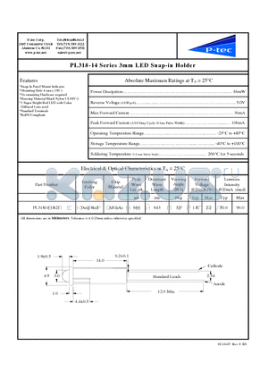 PL31814-1R21 datasheet - 3mm LED Snap-in Holder