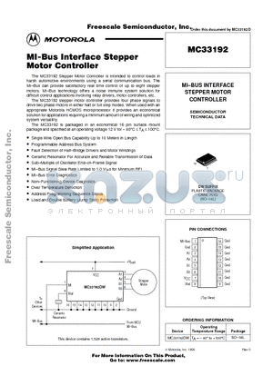 MC33192DW datasheet - MI-Bus Interface Stepper Motor Controller