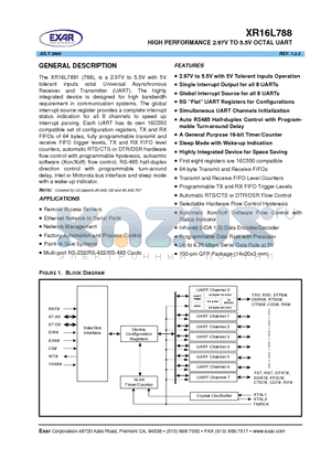 XR16L788IQ datasheet - HIGH PERFORMANCE 2.97V TO 5.5V OCTAL UART