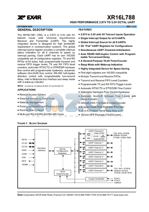 XR16L788IQ datasheet - HIGH PERFORMANCE 2.97V TO 5.5V OCTAL UART