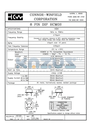 H54 datasheet - 8 PIN DIP HCMOS