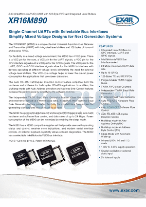 XR16M890IL40-F datasheet - Single-Channel UARTs with Selectable Bus Interfaces