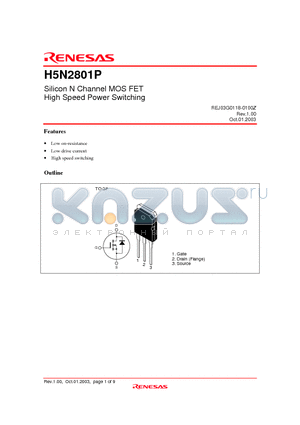 H5N2801P datasheet - Silicon N Channel MOS FET High Speed Power Switching