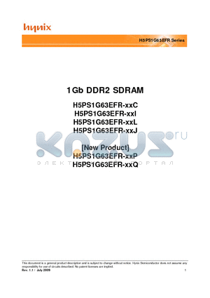 H5PS1G63EFR-C4I datasheet - 1Gb DDR2 SDRAM