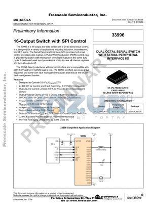 MC33996 datasheet - 16-Output Switch with SPI Control
