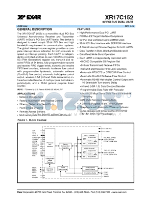 XR17C152CM datasheet - 5V PCI BUS DUAL UART