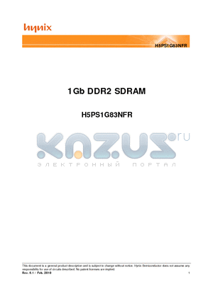 H5PS1G83NFR datasheet - 1Gb DDR2 SDRAM