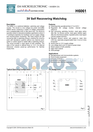 H6061258P datasheet - 3 V Self Recovering Watchdog