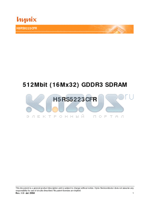 H5RS5223CFR-N2C datasheet - 512Mbit (16Mx32) GDDR3 SDRAM