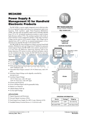 MC34280FTB datasheet - Power Supply & Management IC for Handheld Electronic Products