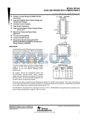 MC3553 datasheet - QUAD LINE DRIVERS WITH COMMON ENABLE