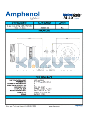 MC3CG-S3 datasheet - C grip core, Crimp cable, Diameter 17mm - 21.5mm