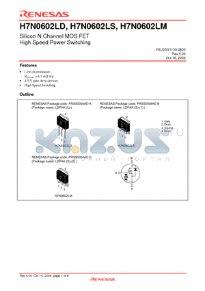 H7N0602LD datasheet - Silicon N Channel MOS FET High Speed Power Switching