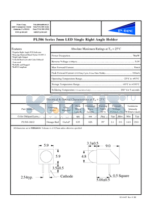 PL506-1R12 datasheet - LED Single Right Angle Holder