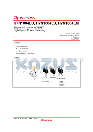 H7N1004LD datasheet - Silicon N-Channel MOSFET High-Speed Power Switching