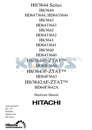 H8/3640 datasheet - H8/3644 Series Hardware Manual
