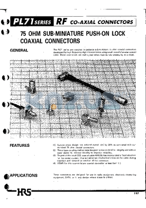 PL71-LR-PC datasheet - RFCO-AXIAL CONNECTORS(75 OHM SUB-MINIATURE PUSH-ON LOCK COAXIAL CONNECTORS)