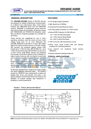 XR5486EID-F datasheet - ULTRA HIGH SPEED RS-485/RS-422 PROFIBUS TRANSCEIVERS WITH 1/8TH UNIT LOAD AND 15KV ESD-PROTECTION