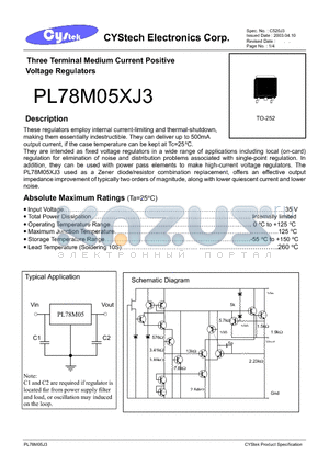PL78M05CJ3 datasheet - Three Terminal Medium Current Positive Voltage Regulators